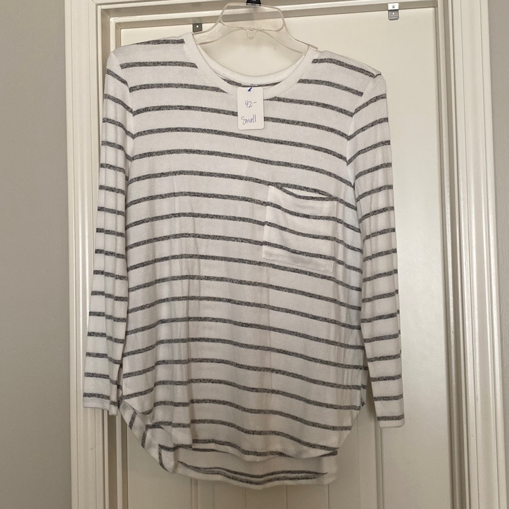 White and gray striped shirt- soft material